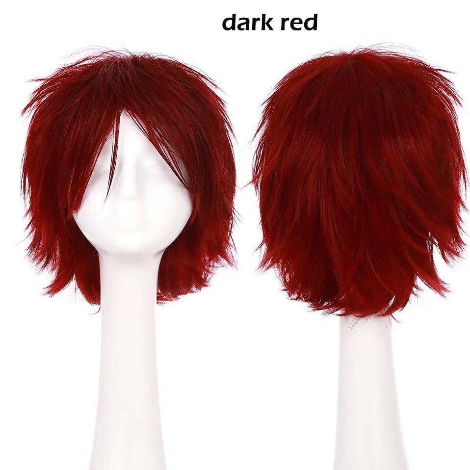 S-noilite Synthetic Short Wig Blue Brown Black Women Men Cosplay Costume Party Head Wigs Hair