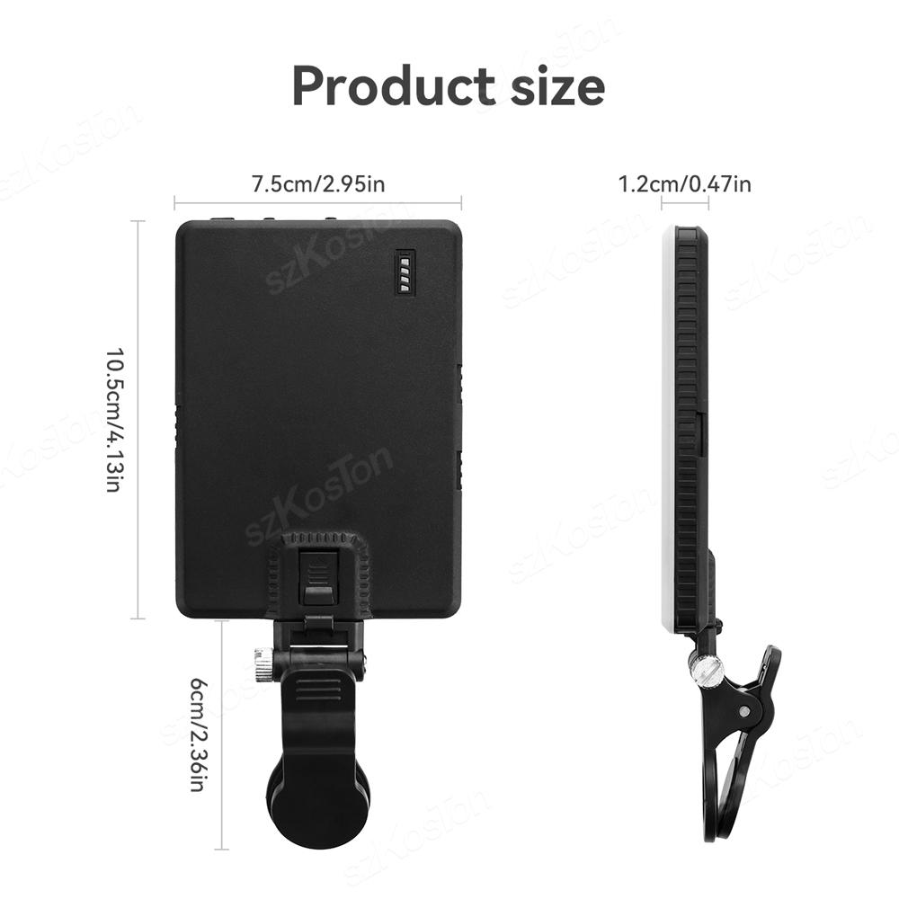 

Светодиодные видеолампы с клипсой, диммируемая панельная лампа для камеры, мобильного телефона, компьютера, фотографическое освещение для прямых эфиров в TikTok чёрный