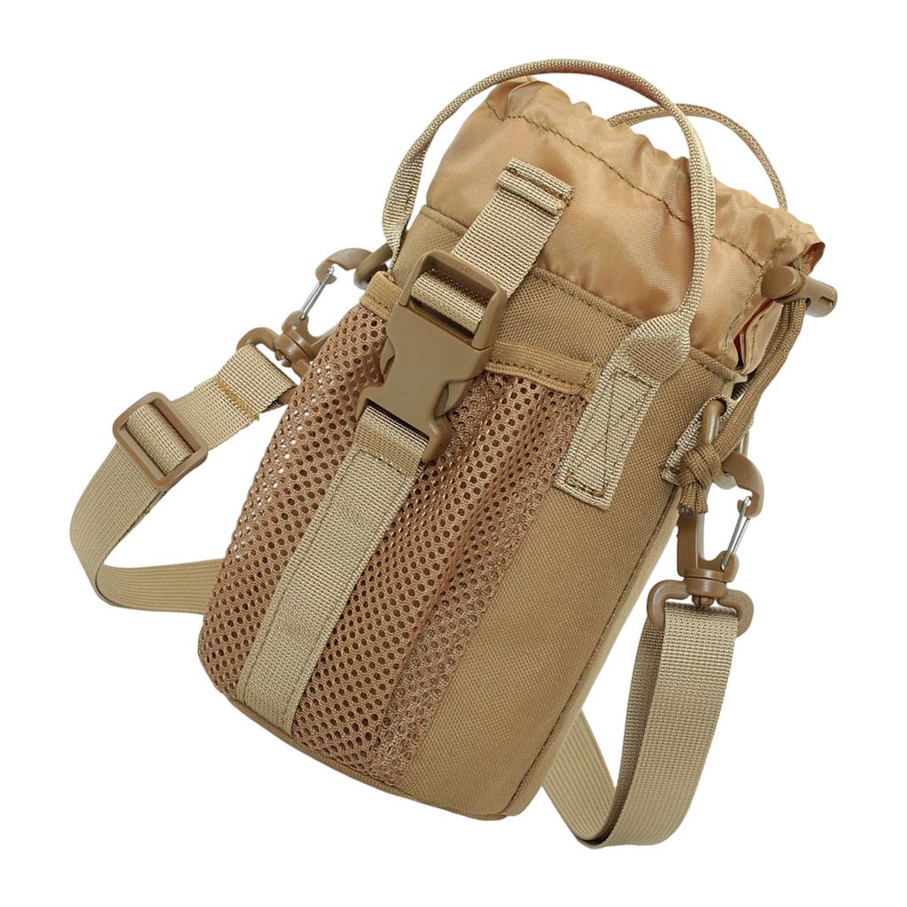Portable Insulated Water Bottle Holder With Adjustable Strap And Mesh Side Pocket For Outdoor Hiking Camping Travel