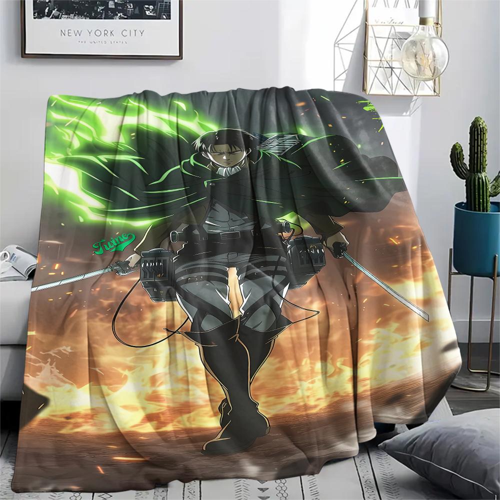1PC Attack on Titan Print Flannel Blanket, High quality All Seasons, Home Decor, Warmth and Comfort, Perfect for Christmas Gifts
