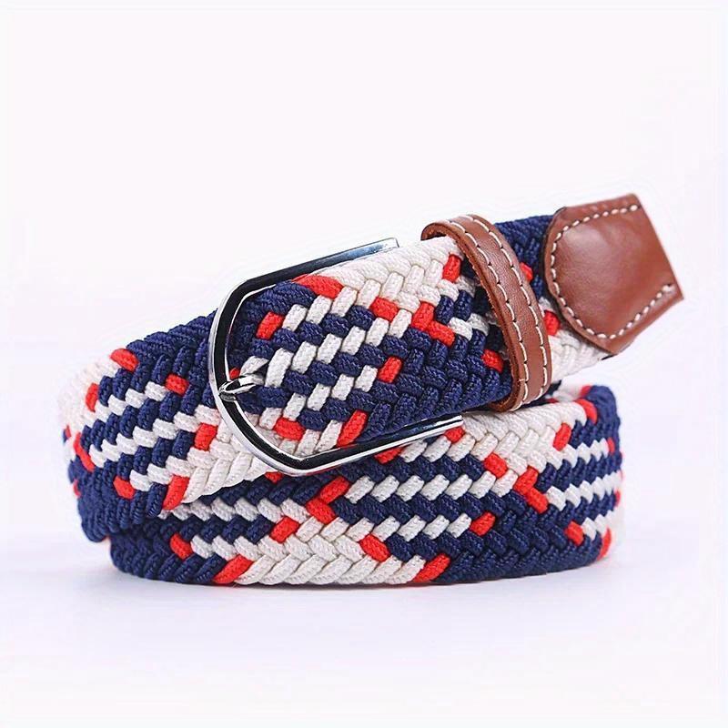 Casual Knitted Pin Buckle Women Belt Woven Canvas Elastic Expandable Braided Stretch Jeans Belts for Men