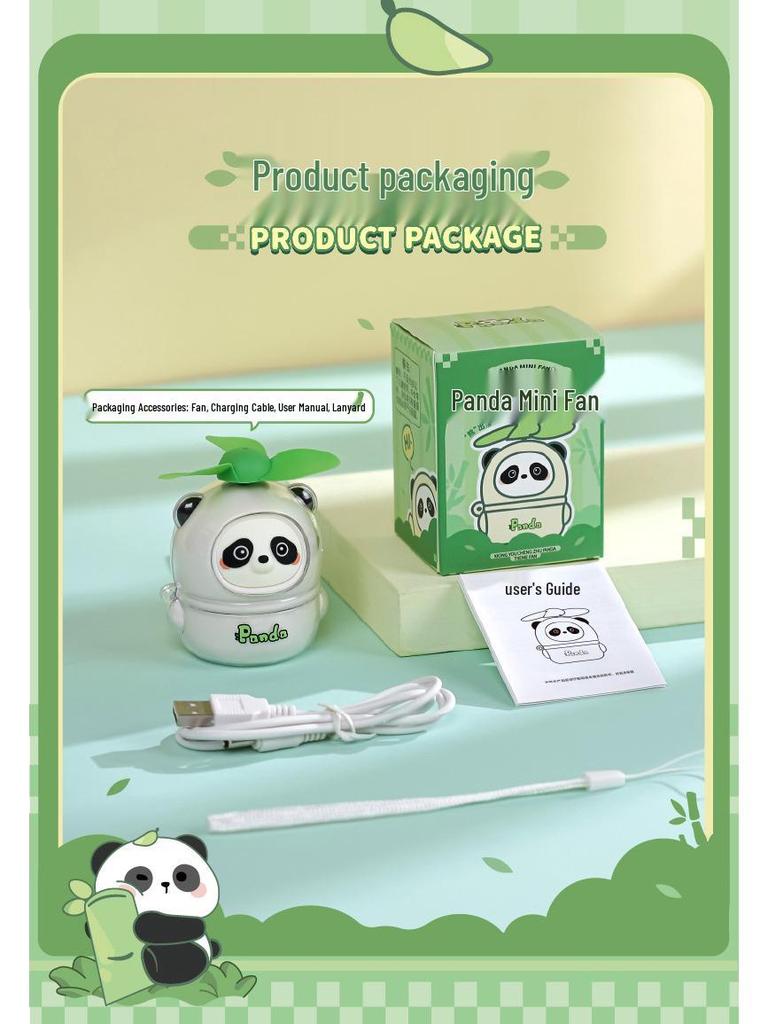 2026 Cute Cartoon Mini Portable USB Rechargeable Fun Fan