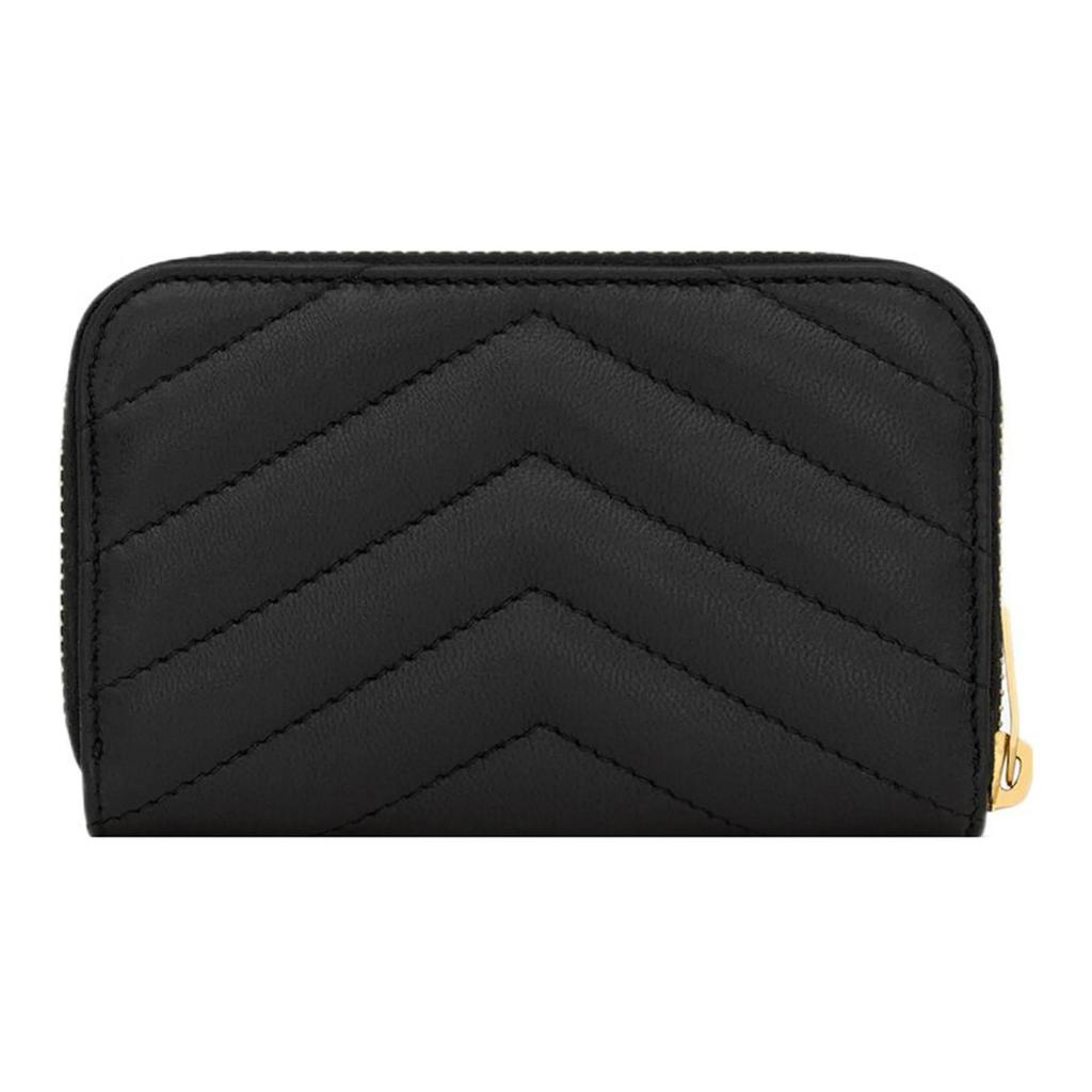 SAINT LAURENT YSL Full-Zip Lambskin Wallet for Women in Black