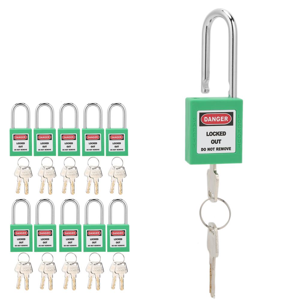 10Sets 38mm Lockout Tagout Lock Durable Nylon Isolation Design Corrosion Resistant Padlock with 20 Keys