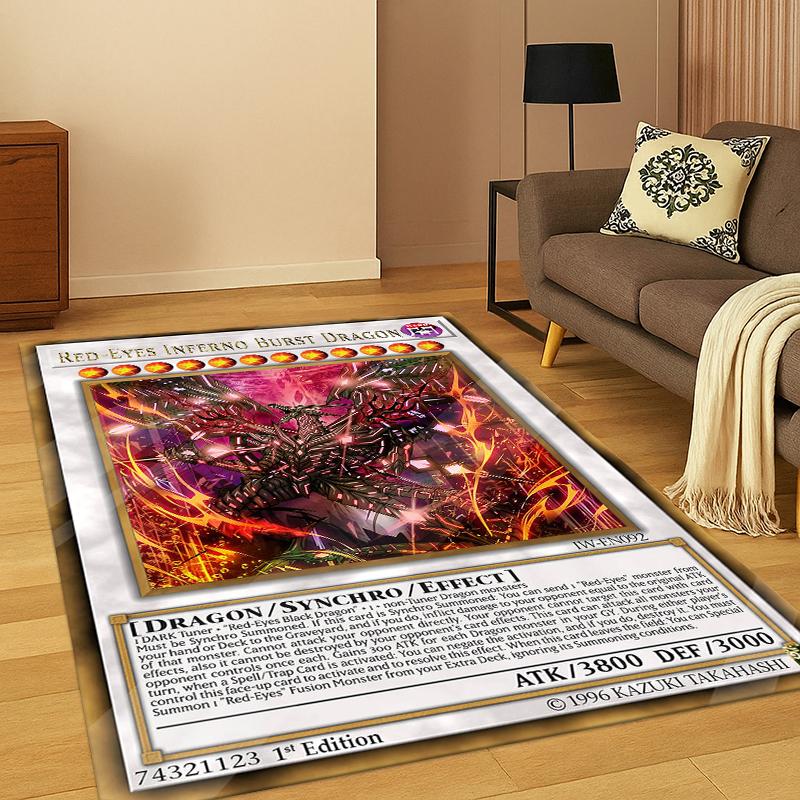 Anime Yu-Gi-Oh Monsterkarte Cartoon Teppich Teppich für Schlafzimmer Wohnzimmer Sofa Fußmatte Heimdekoration, Kinder Spielbereich Teppich Rutschfest Geschenk