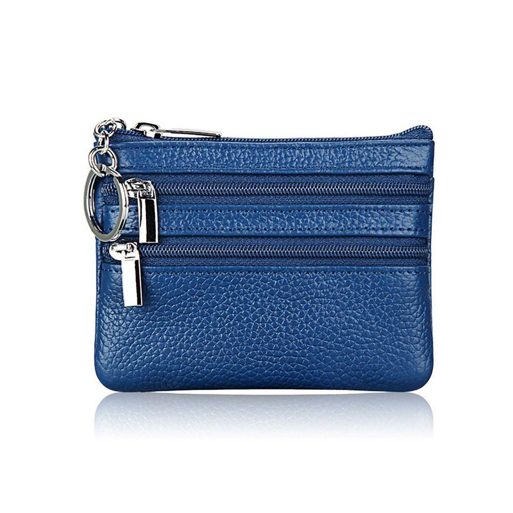 PU Leather Key Ring Waterproof Pocket Purse Money Coin Purse Zipper Wear-resistant Credit Card Holder