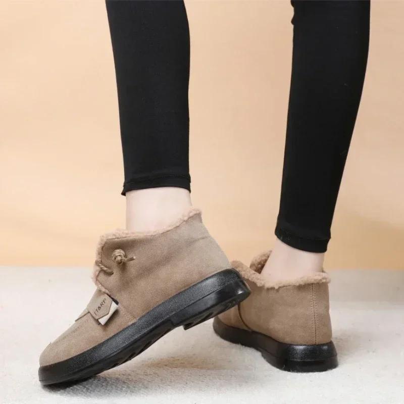 Fashion New In Shoes for Woman Flat Women's Snow Boots Winter 2024 Tabi Footwear on Offer Sale Pu Chic and Elegant Trend Y2k Goth Slip