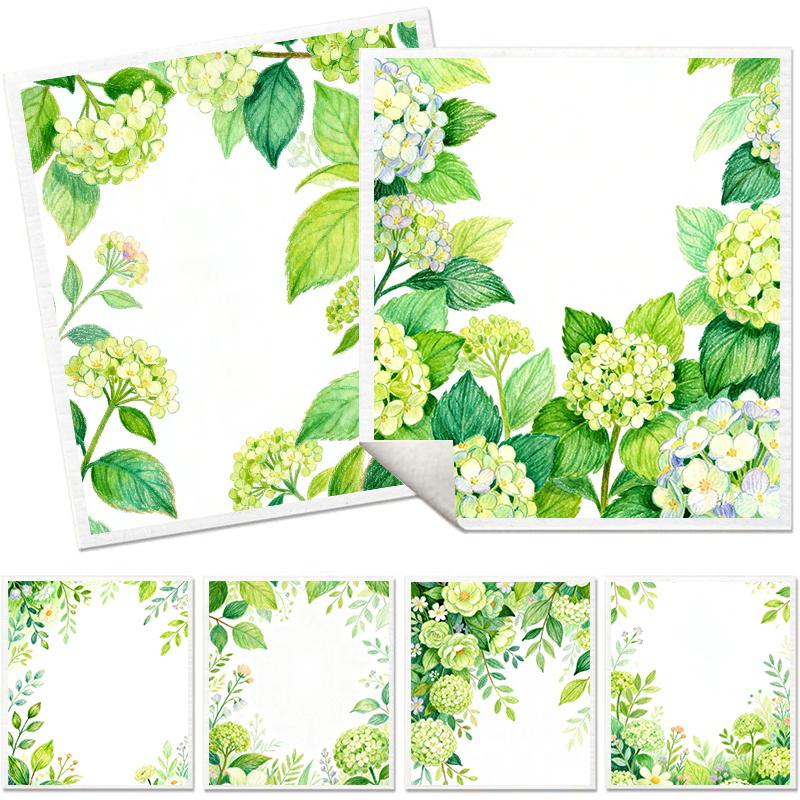 6PCS Cleaning Dishcloths Reusable Kitchen Dish Towels Fresh Watercolor Style Dishcloth Absorbent Lint Free Cloth Washable Duster Rags Tea Towels