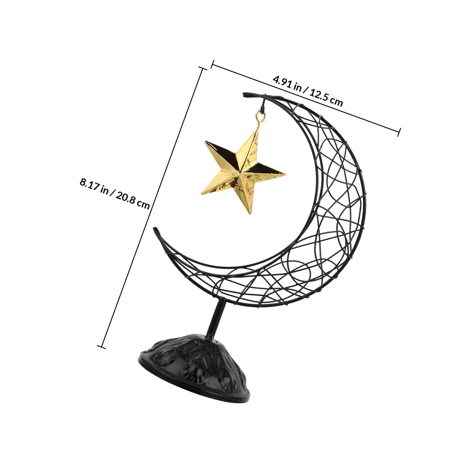 

Hollow Iron Moon Ornament Middle Eastern Islamic Art Decoration for Tabletop Wall Desktop Cabinet Eid Celebration чёрный