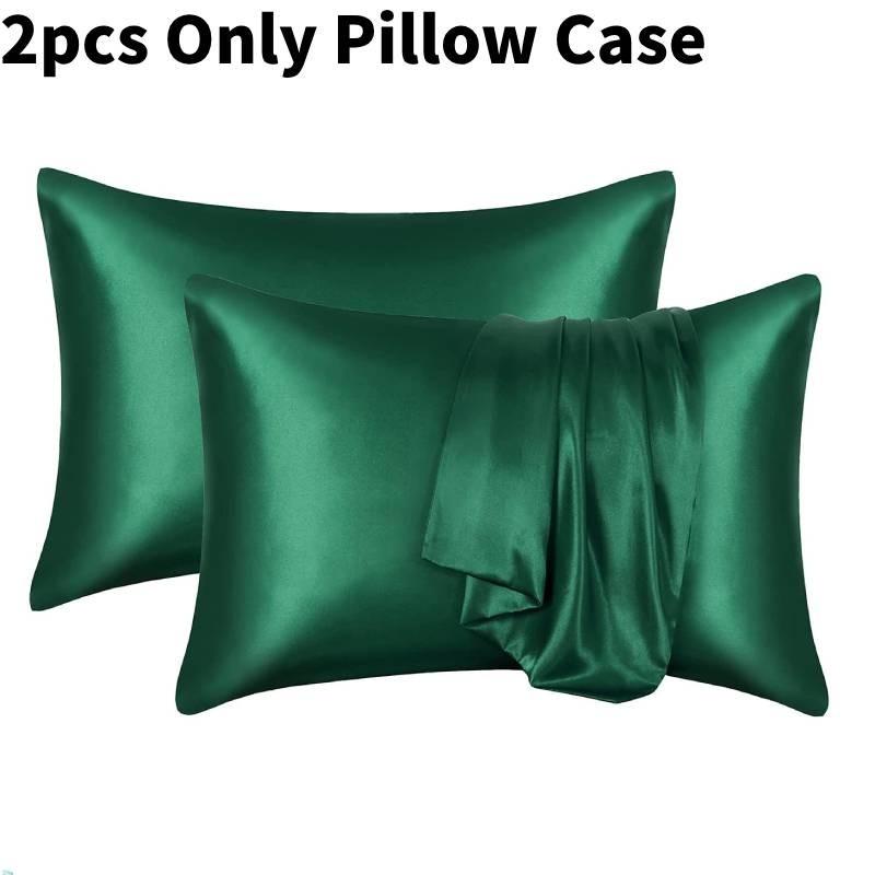 Luxurious Solid Color Satin Pillow Cases Set High Quality Soft Hypoallergenic Fabric