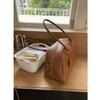 New Winter Big Size Soft Leather Women Large Retro Bowling Bags Commute Handbags High Quality Simple Shoulder Bag Brown