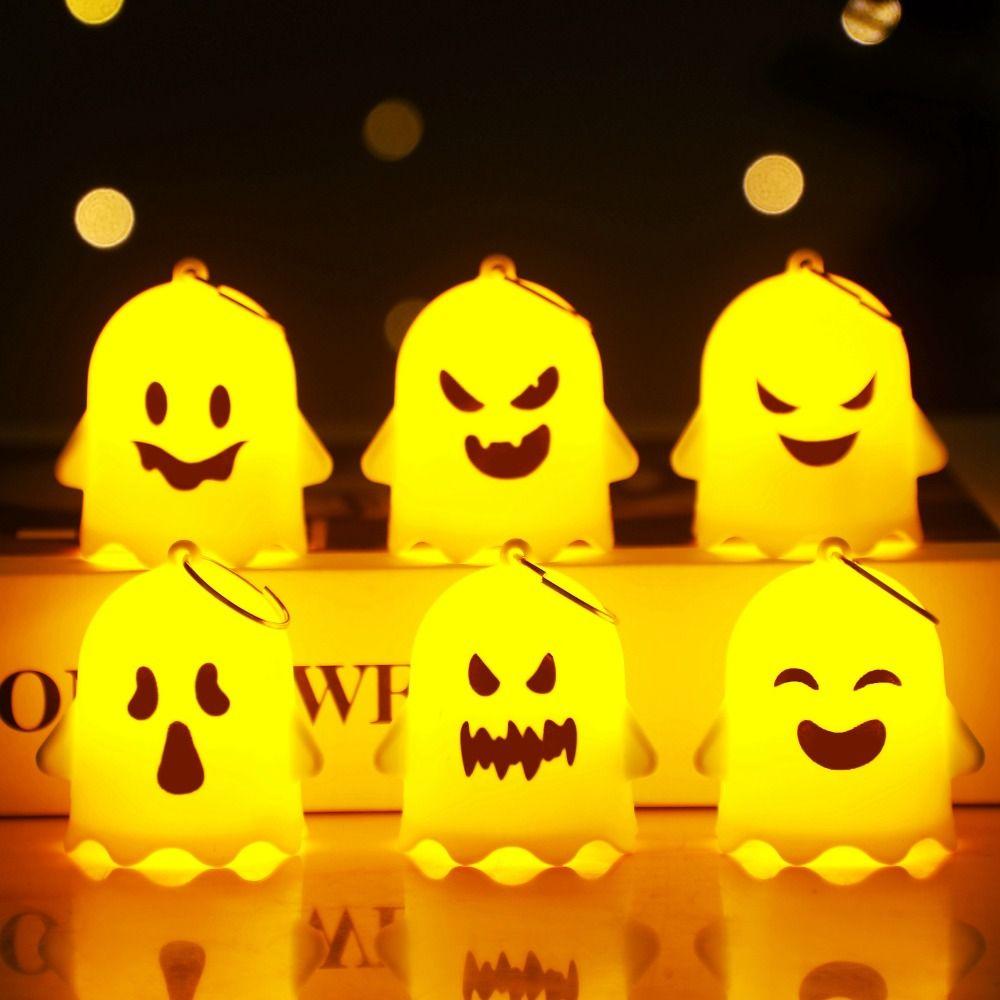 6PCS Halloween Luminous Ghost Keychain Luminous Ghost Light Gifts Kawaii Ghost Pendant  Bag Charms