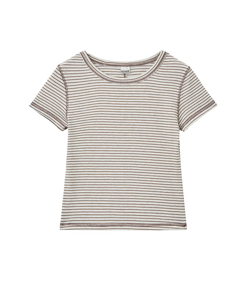 Lense Slim Fit Striped Tee Beige