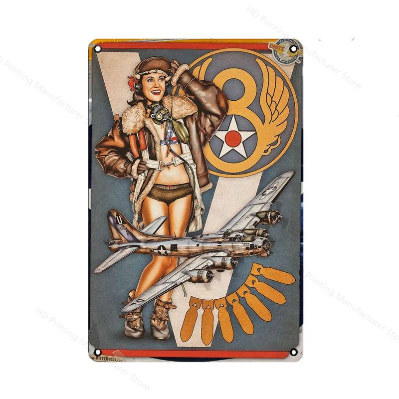 Vintage Classic Movie Tin Sign Retro Metal Plate Sexy Beauty Painting Wall Decor Airplane Plaque Pin Up Poster Room Decoration