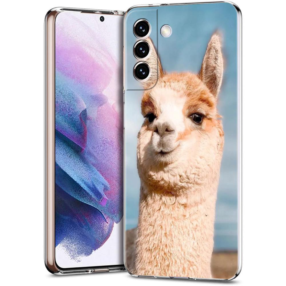 Phone Case For Samsung Galaxy S24 Ultra S23 FE S22 S20 S21 5G S10 S9 Plus S10E S8 Soft Silicone Clear Kawaii Alpaca lovely Cover