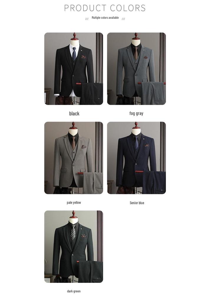 Men's Striped Slim Fit Plus Size Business Casual Suit Set SJT9961-P285
