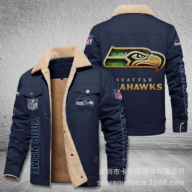 American football team football jersey Philadelphia Eagles jersey autumn and winter velvet cotton jersey sports jacket men's jacket