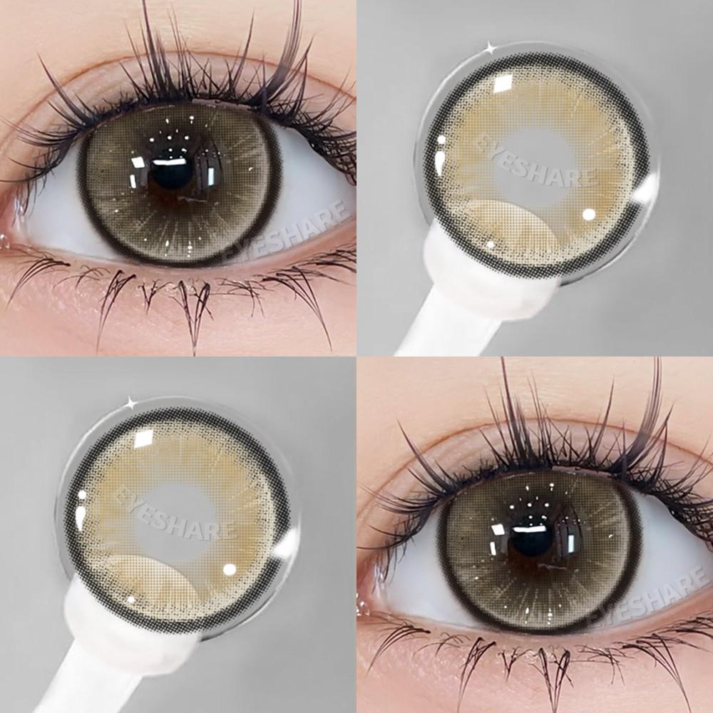 EYESHARE 1pair Lemon Gray Contact Lenses 14.0mm Korean Natural Brown Softlens Eye Contacts Cosmetics Pupils