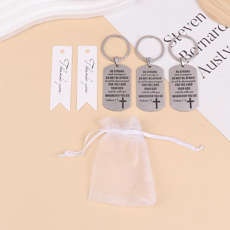 12Set Cross Christian Gifts Inspirational Bible Verse Keychain, Be Strong And Courageous Pendant, Religious Jewelry For Birthday