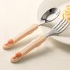 Self Feeding Baby Fork and Spoon Set 316 Stainless Steel Child Tableware  Toddler Learn To Eat