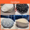 British Style Round Top Beret Hat With Adjustable Band For Spring And Winter Wear