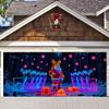 Christmas Garage Door Cover Glows In Dark Fluorescent Santa Backdrop Large Christmas Garage Door Backdrop Decoration For Outside