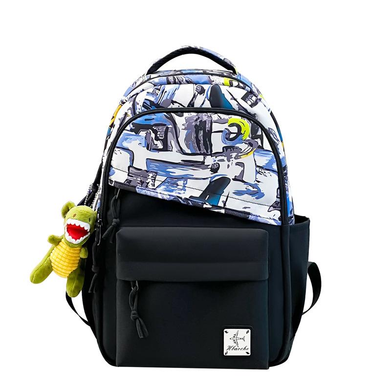 Schoolbag Japanese simple canvas schoolbag male Korean version fashion trend street junior high school high school college student backpack