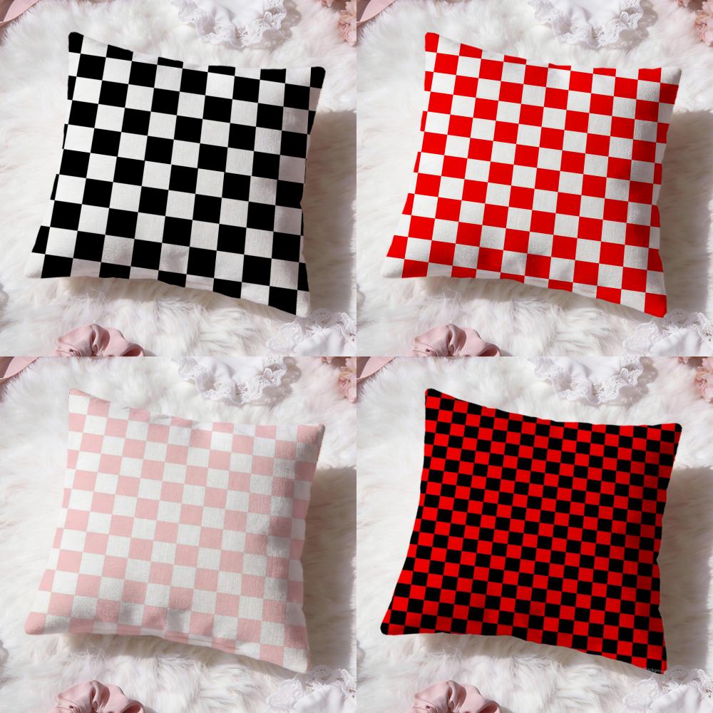 Checkerboard Cushion Cover Premium Comfort Reversible Pillow Cove Two in One Design for Any Room Car Interior