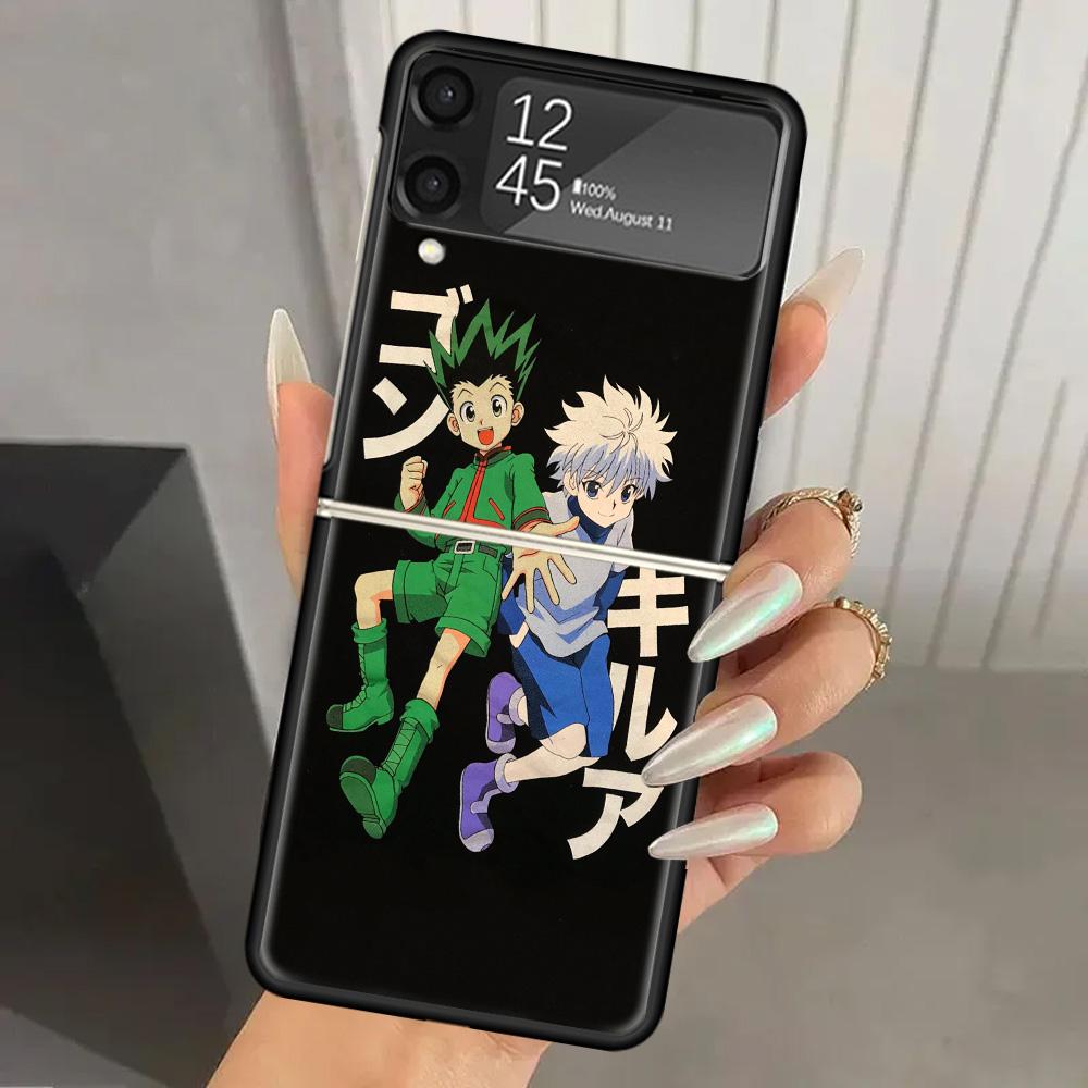 Hunter HXH Anime Hard PC Phone Case For Samsung Galaxy Z Flip 7 6 5 4 3 Black ZFlip7 ZFlip6 Flip5 Flip4 Flip3 5G Print Cover Gal
