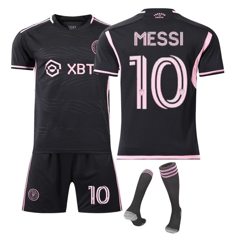 Miami Messi 10 Mls Fußballtrikot Set Heim Auswärts Schwarz Rosa Polyesterstoff Beinhaltet Trikot Hose Socken