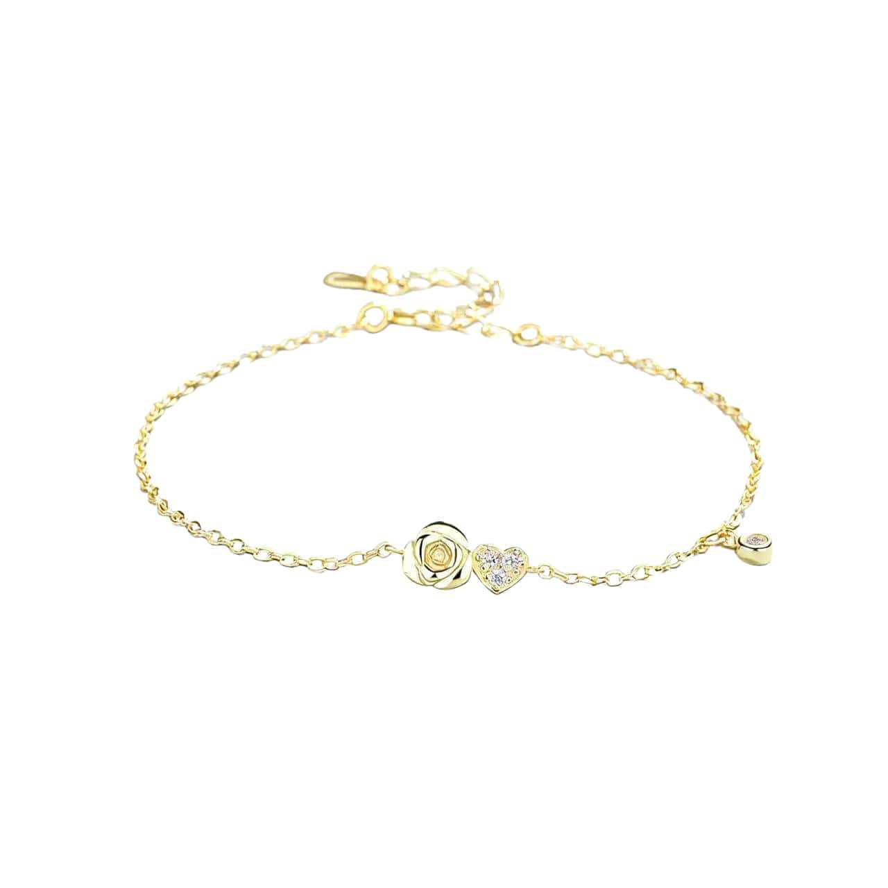 Элегантный серебряный браслет с розой S925 для женщин Xiaohongshu - Минималистичный, универсальный трехмерный дизайн. 925 Silver