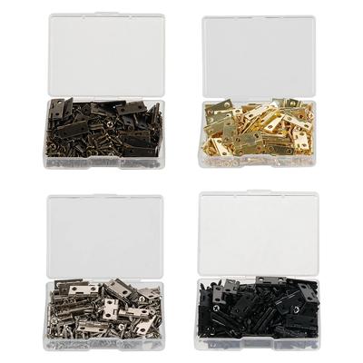 50pcs/box Hinges+200 Screws Iron Golden Black Bronze 4 Holes 18*16mm Mini Rounded Hinge DIY Box Gifts Furniture Hardware
