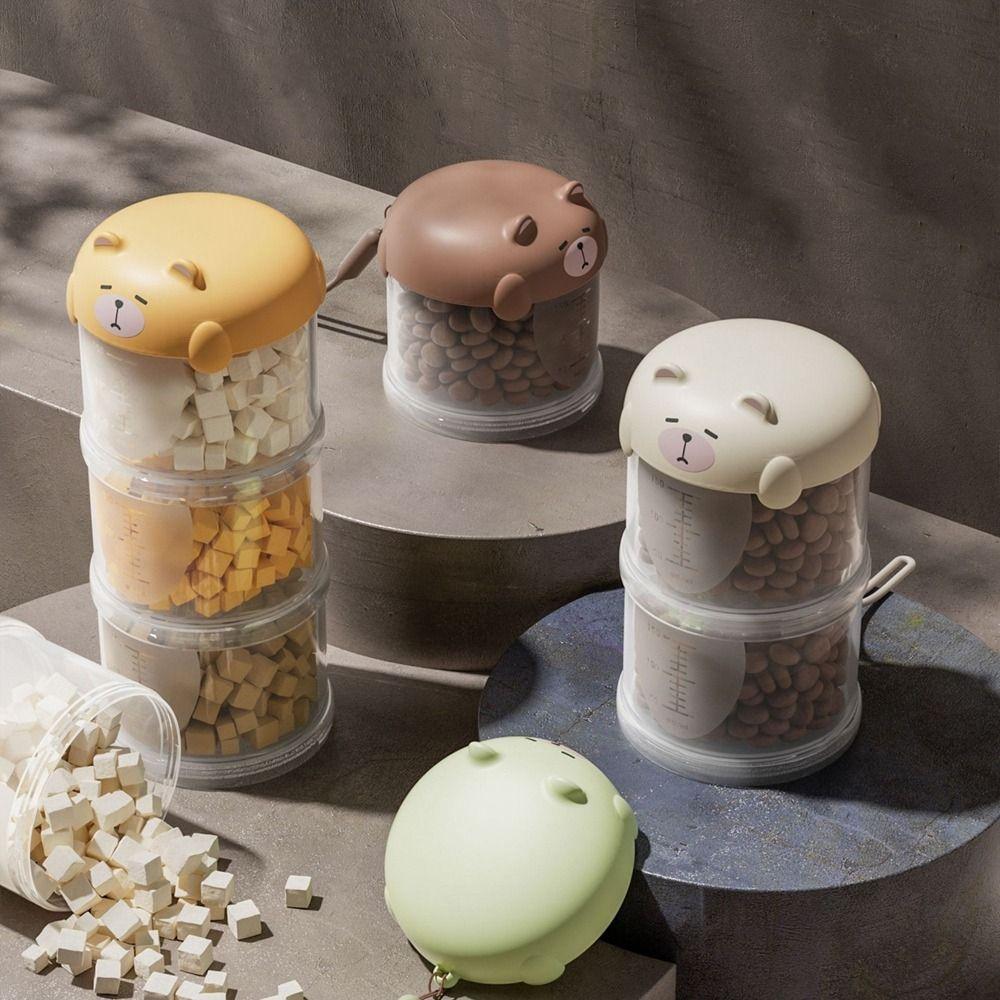 Portable Plastic Multi-Layer Cat Food Box Moisture-Proof Cute Pet Food Packing Box Sealed Cat Food Bucket Outdoor