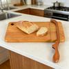 Wooden Bread Slicing and Cutting Board Set with Serrated, Portable Kitchen Accessory for Home Use