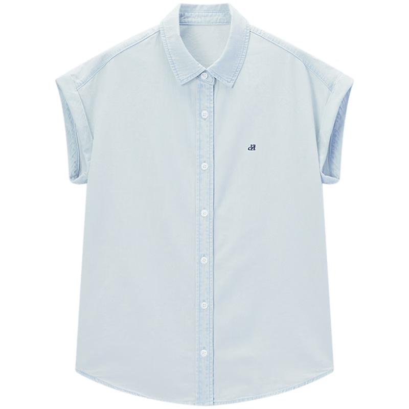 EICHITOO Classic Short-Sleeve Denim Shirt S