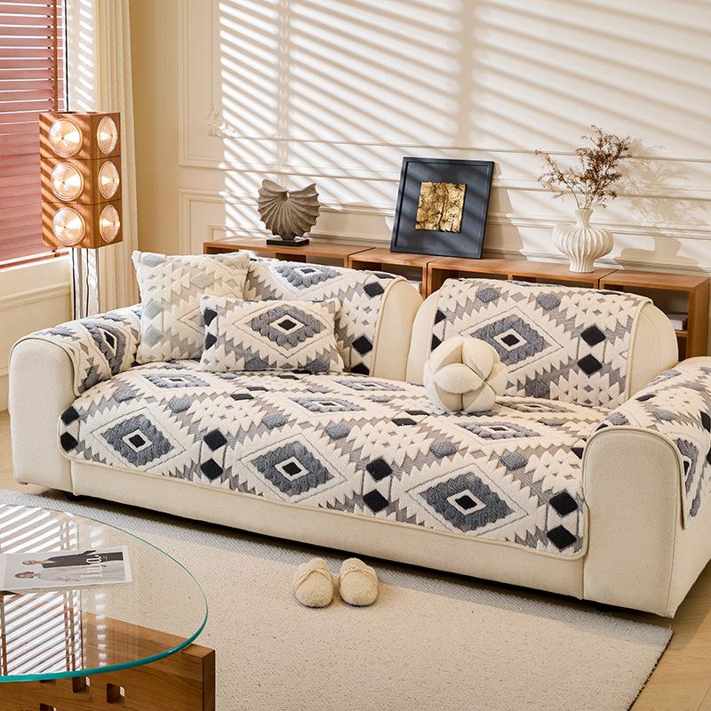 

Sofa Cushion Bohemian Shu Cotton Velvet Sofa Cover – Anti-Scratch All Season Universal Style 30*50cm темно-сірий колір