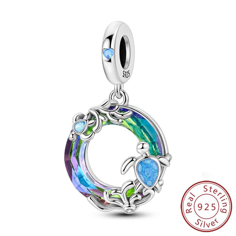 New Copper Charms Beads Pendants Summer Ocean Turtle Beach Fruit Shell Blue Charm For Women Bracelet Jewelry Gift