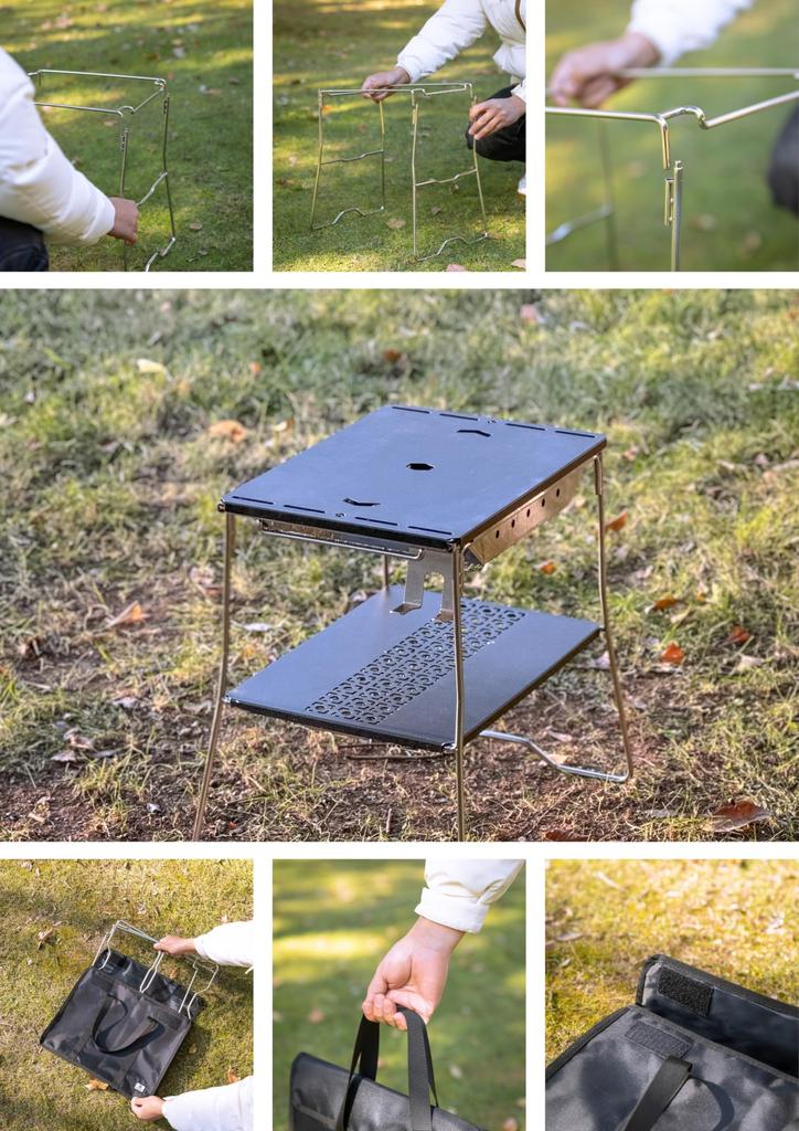 CAMPING MOON Camping IGT 1-Unit Table Frame, Stainless Steel Dual Table, G-38