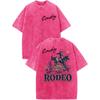 Bobeutou Western Shirts for Men Vintage Rodeo Cowboy Shirt Oversized Graphic Tees Country Concert Acid Wash T-Shirts Tops
