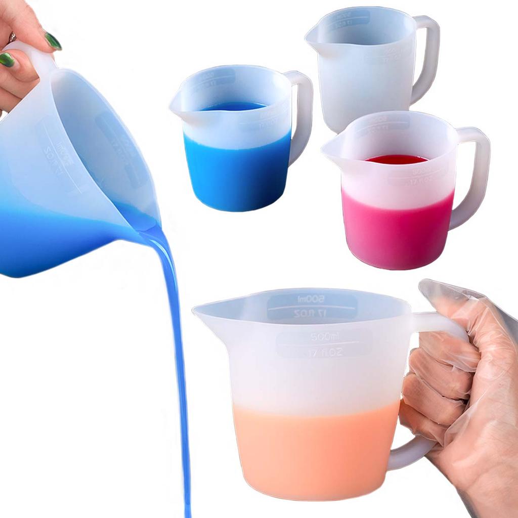 500ML Easuring Cup with Handle Silicone Measuring Cups DIY Handmade Crafts Epoxy Resin Pigment Mixed Tools Reused Easy to Clean
