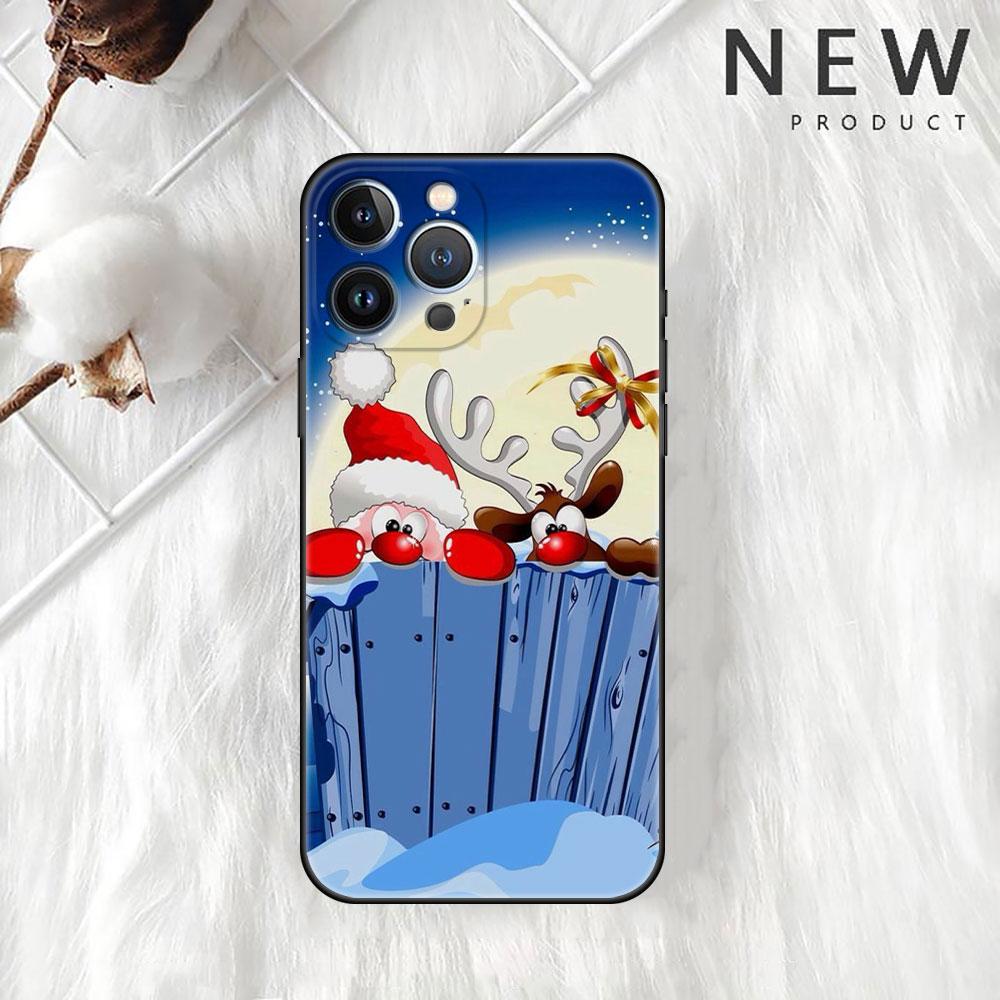 Frohe Weihnachten Telefon Fall Für iPhone 11 13 Pro Max 12 Mini 7 8 Plus SE 2020 X XS 6 6S 5 5S Luxus Funda Silikon Zurück Abdeckung Sac