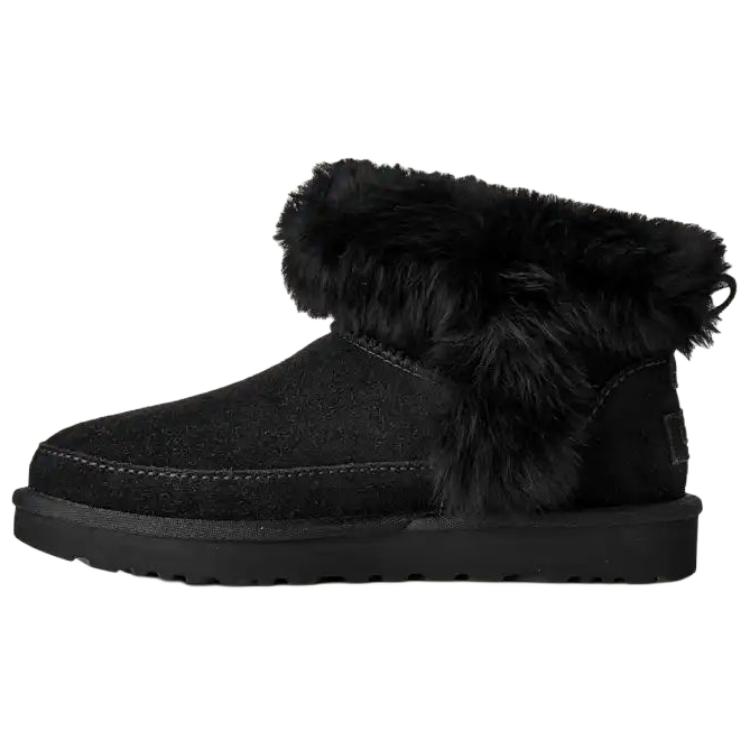 UGG Classic Ultra Mini Chalet Suede Warm Versatile Slip-On Short Snow Boots Women boots Black 1173832-BLK