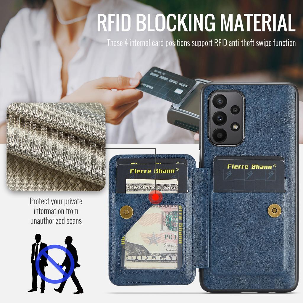 For Samsung Galaxy A23 4G Case Leather+TPU Phone Cover Built-in Magnetic Holder Metal Sheet
