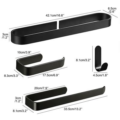 Black Bath Towel Holder Bathroom Towel Rack No Punch Towel Rail Rack Towel Holder Bathroom Storage Shelf EL65BB-1