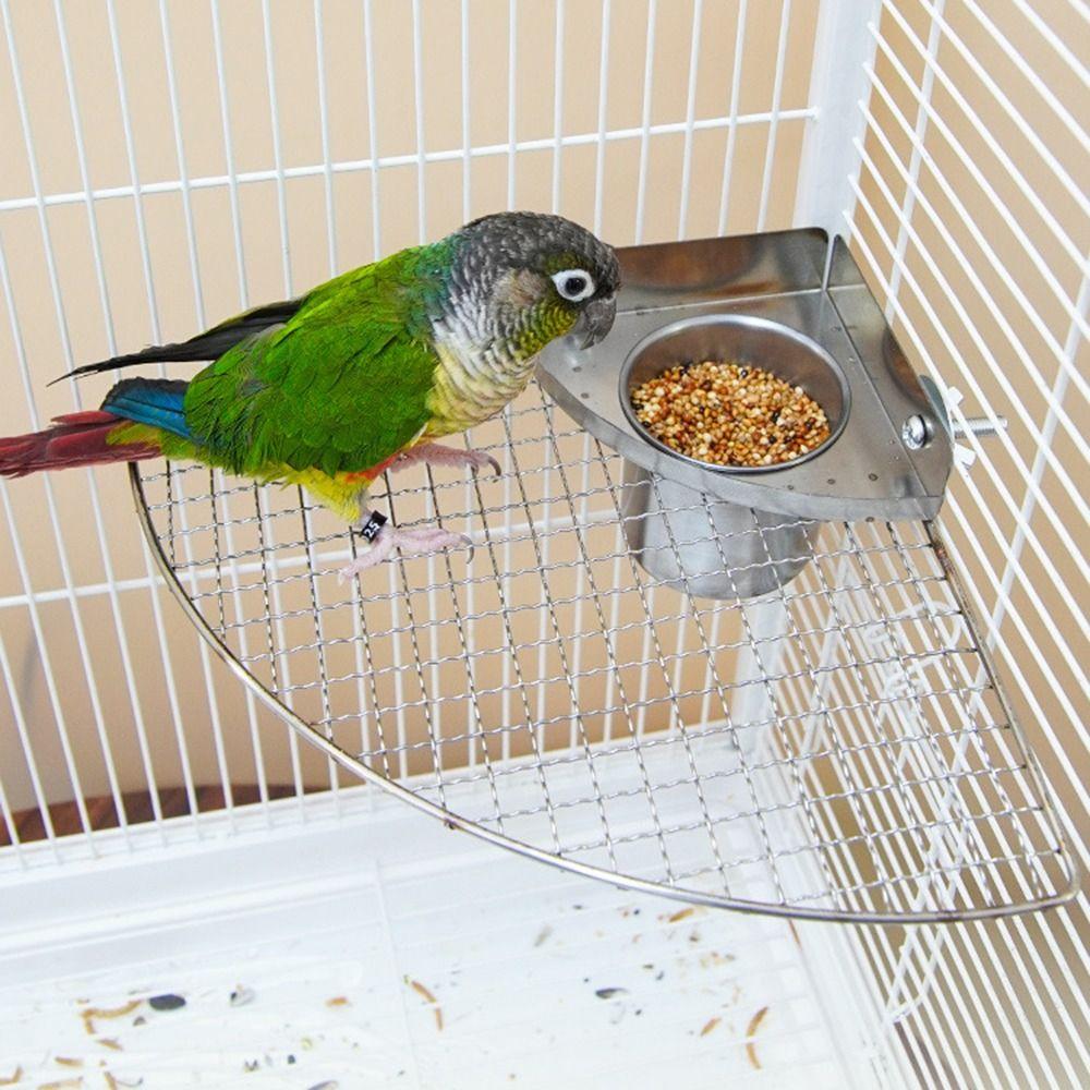 Anti-turnover Bird Food Feeder for Cage Stainless Steel Parrot Feeding Bowl Bird Supplies