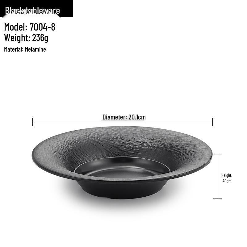 Melamine Straw Hat High-Footed Deep Plate for Pasta, Cold Dishes, and Mixed Noodles - Restaurant Tableware