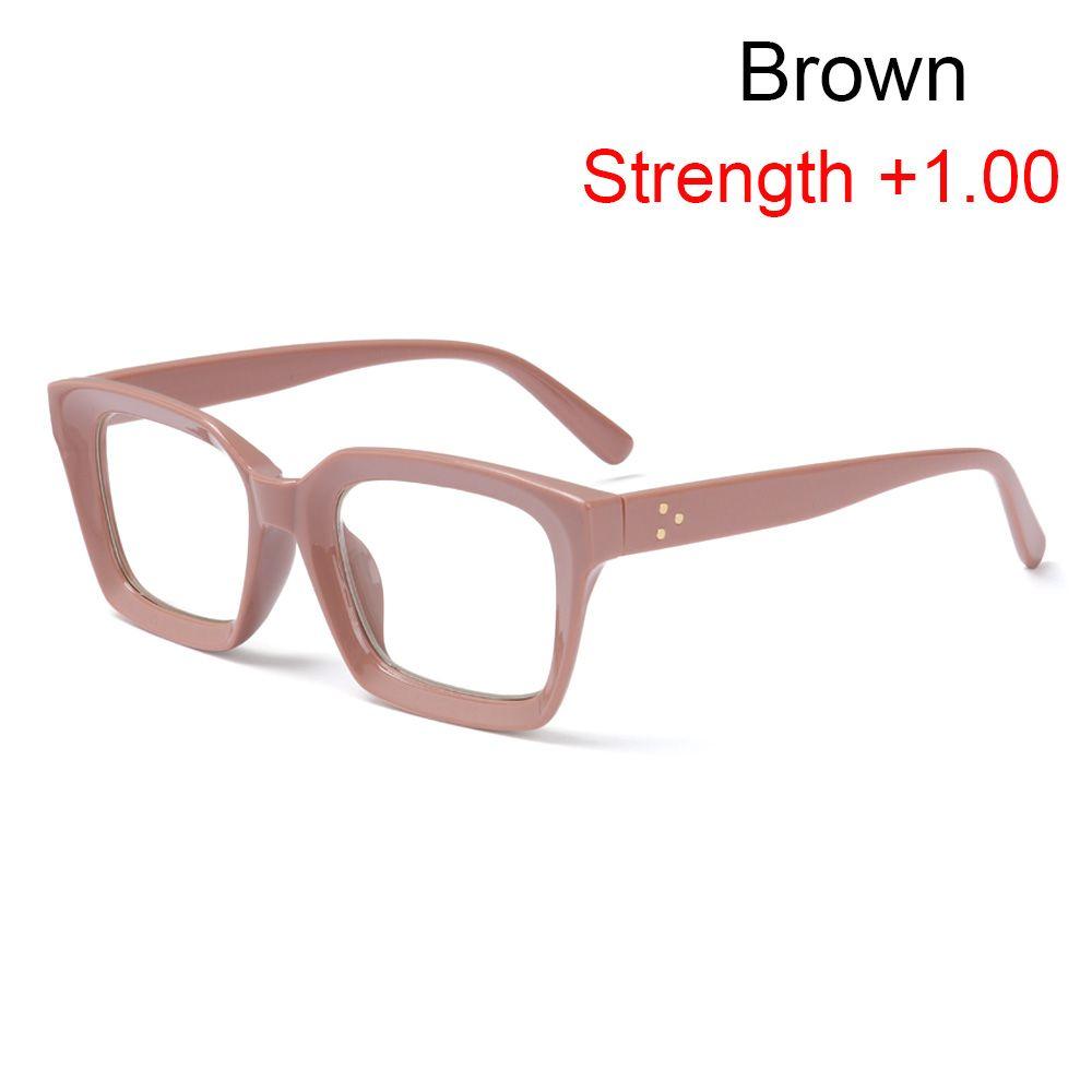 

Fashion Square High-definition Reading Glasses Oversized Large Frame Presbyopia Eyeglasses brown-Strength +1.00