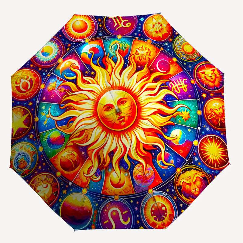 1PC Astrology zodiacAutomatic Open/Close Umbrella with Windproof, 8-Rib Sturdy Canopy, Durable Ribs, Fashionable Design1217A