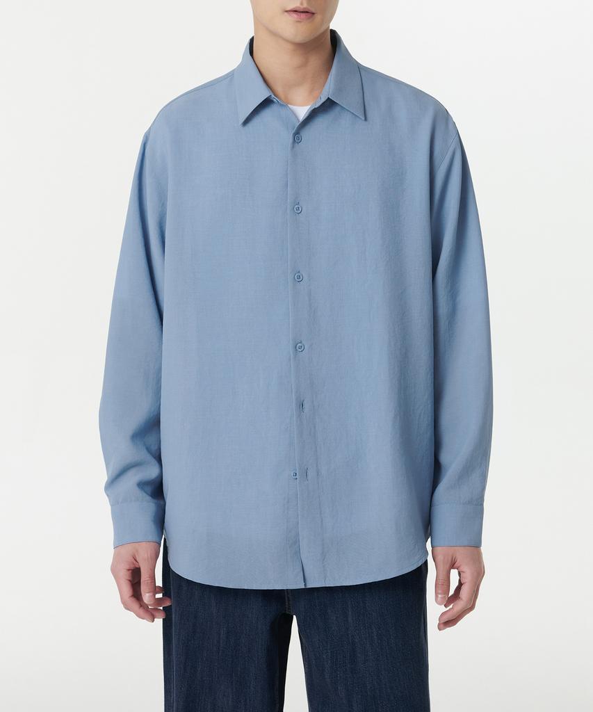 MUSINSA STANDARD Relaxed Linen-Like Shirt [Socks Blue]