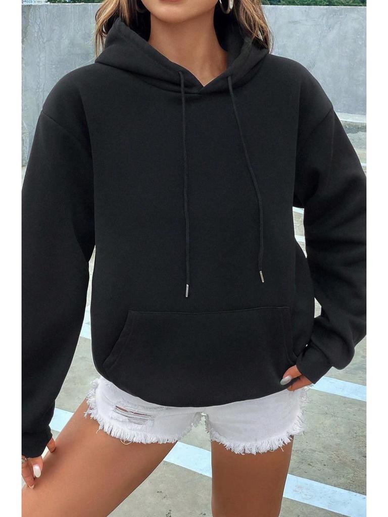 Women's Autumn & Winter Solid Color Casual Loose Pullover Hooded Sweatshirt